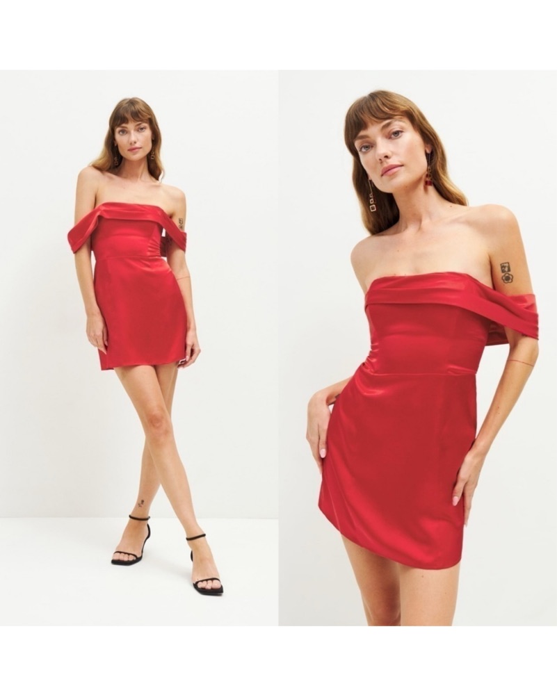 lanelle mini dress Reformation Lanelle Red Silk Mini Dress by Reformation