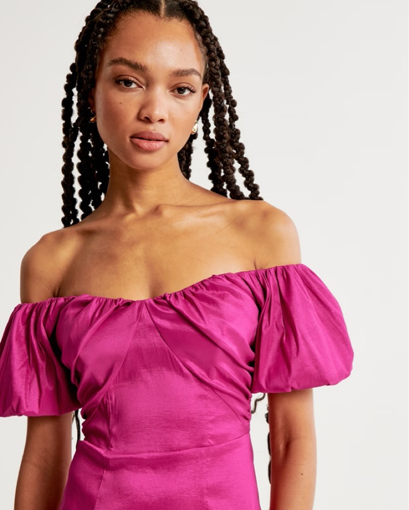 taffeta off the shoulder midi dress Taffeta Off-The-Shoulder Midi Dress by Abercrombie & Fitch