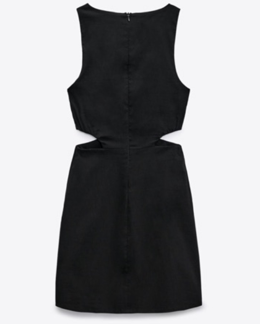 Black Zara O-Ring Linen Cut Out Dress by Zara - Pickle
