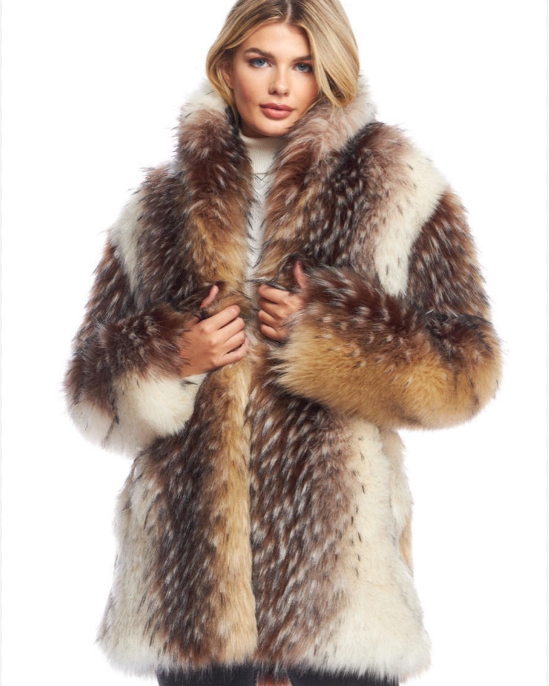Arctic Wolf Faux Fur Shawl Collar Coat by Donna salyers - Pickle