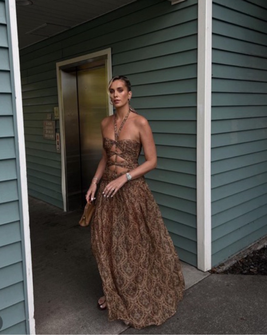 brown v chapman dress The Carmen Dress in Chocolate Peony Print – V. Chapman main image 1