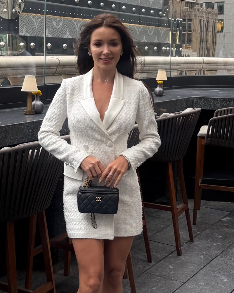 Chanel Style White Tweed Blazer Dress by Revolve - Pickle