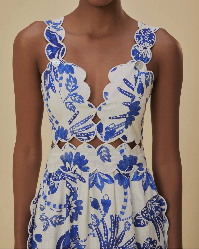 Farm Rio Flowerful Birds Midi Dress by Farm Rio - Pickle