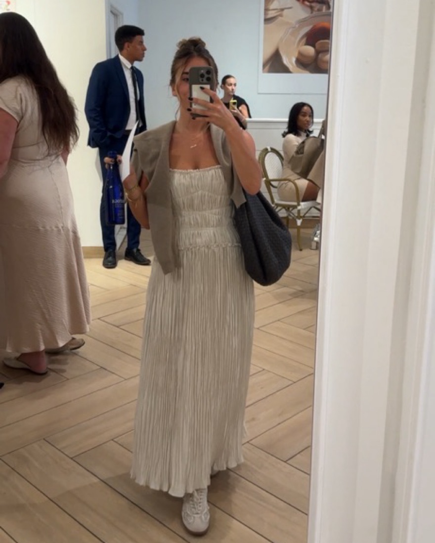 jonathan simkhai pleated dress Simkhai - Portia Slate Midi Pleated Midi Dress