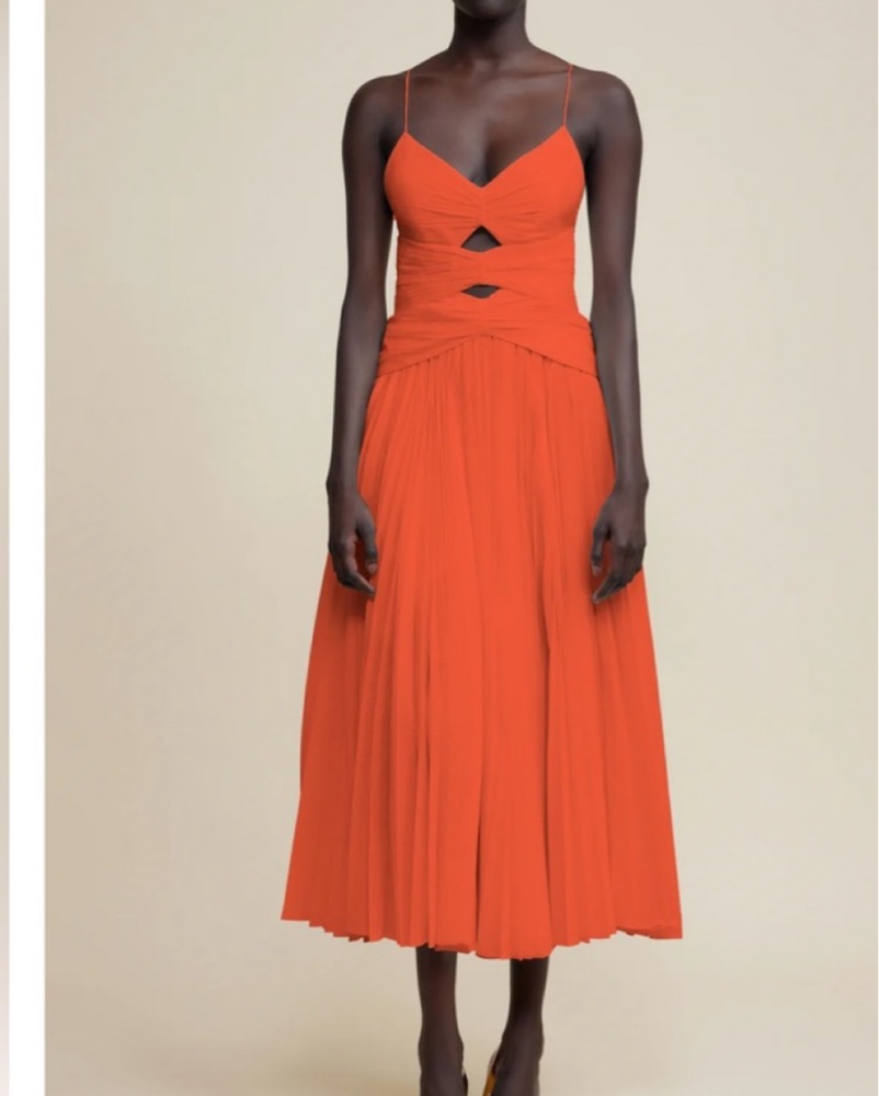 orange acler dress Acler Dartnell Orange Pleated Dress by Acler