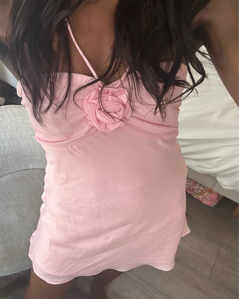 Revolve Halter Rose Mini Dress by More To Come - Pickle