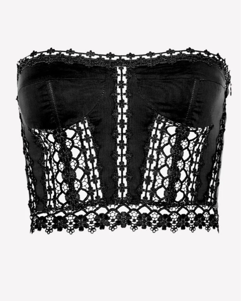 Black Lace Corset Top And Skirt Set by Charo Ruiz Ibiza - Pickle