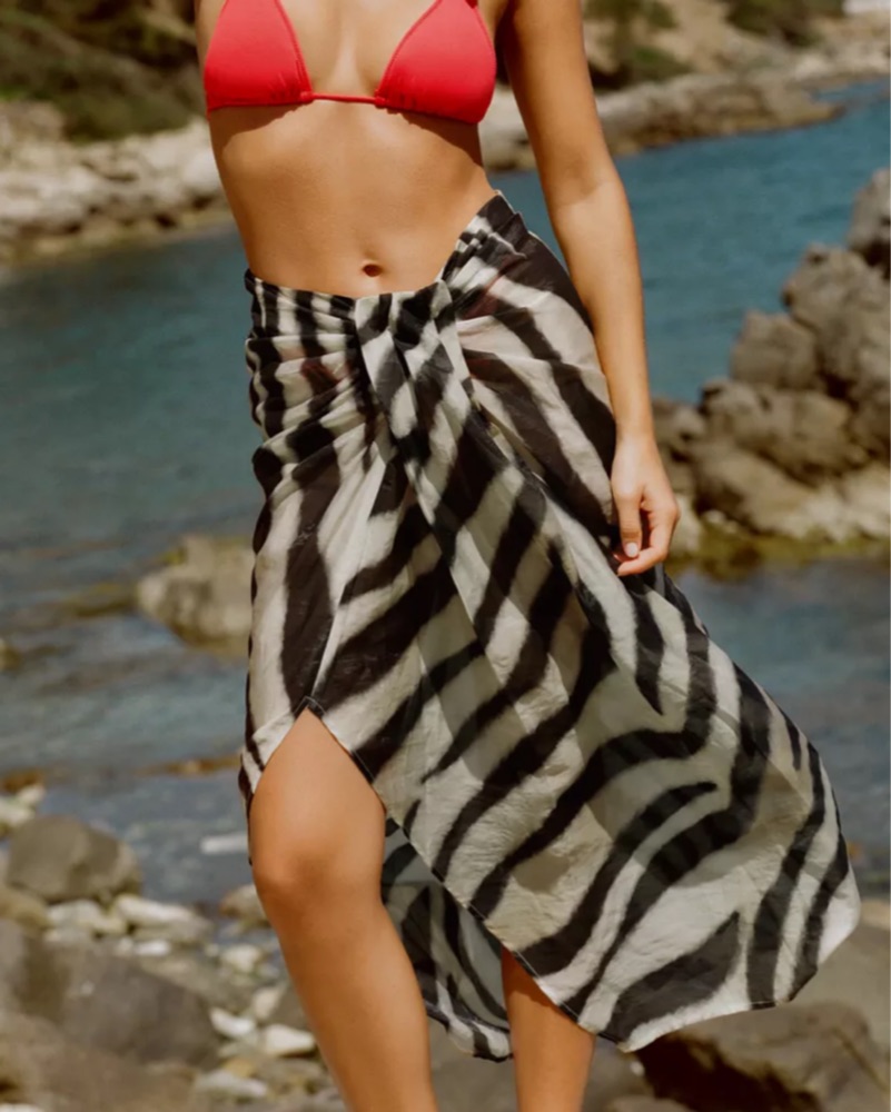 Zara Knotted Zebra Print Sarong / Skirt by Zara - Pickle
