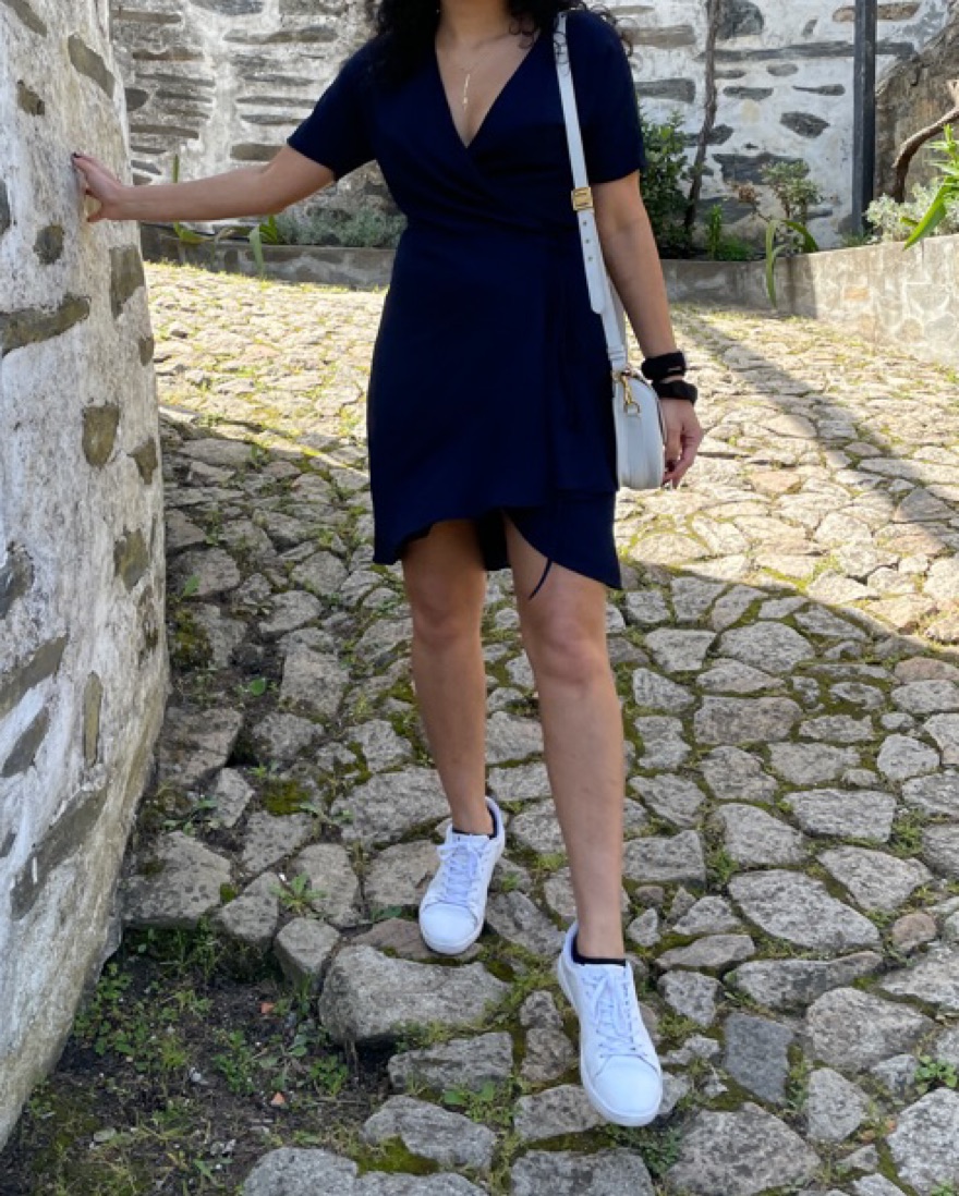 and dresses blue Amelia Asymmetric-Neck Wrap Dress main image 1