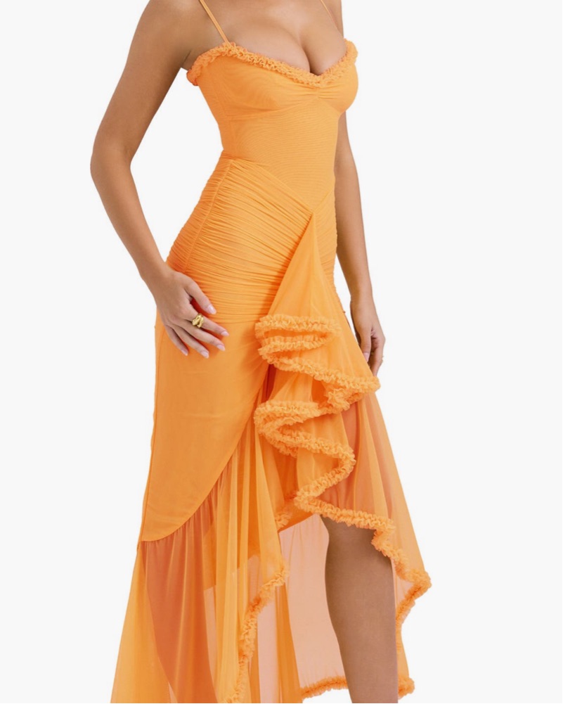 gabrielle ruffled mini dress orange Orange Floral Off Shoulder Mini Dress  Gabi Swimwear