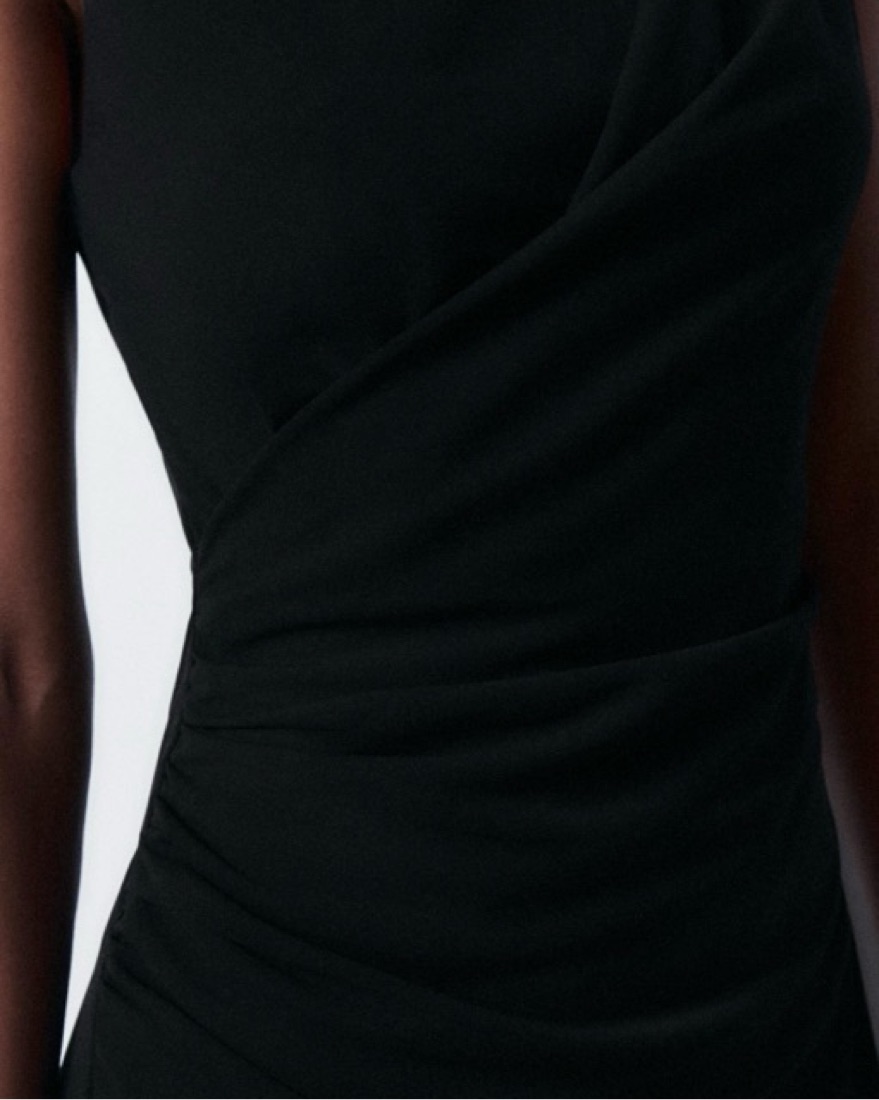 zara ruched dress black RUCHED STRAPPY MIDI DRESS - Black