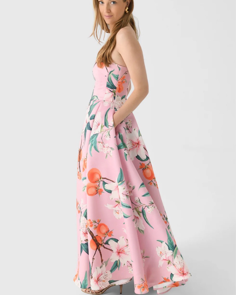 LENO ピンクストライプ　オールインワン Leo Lin Nora Bustier Maxi Dress Gown by Leo Lin - Pickle