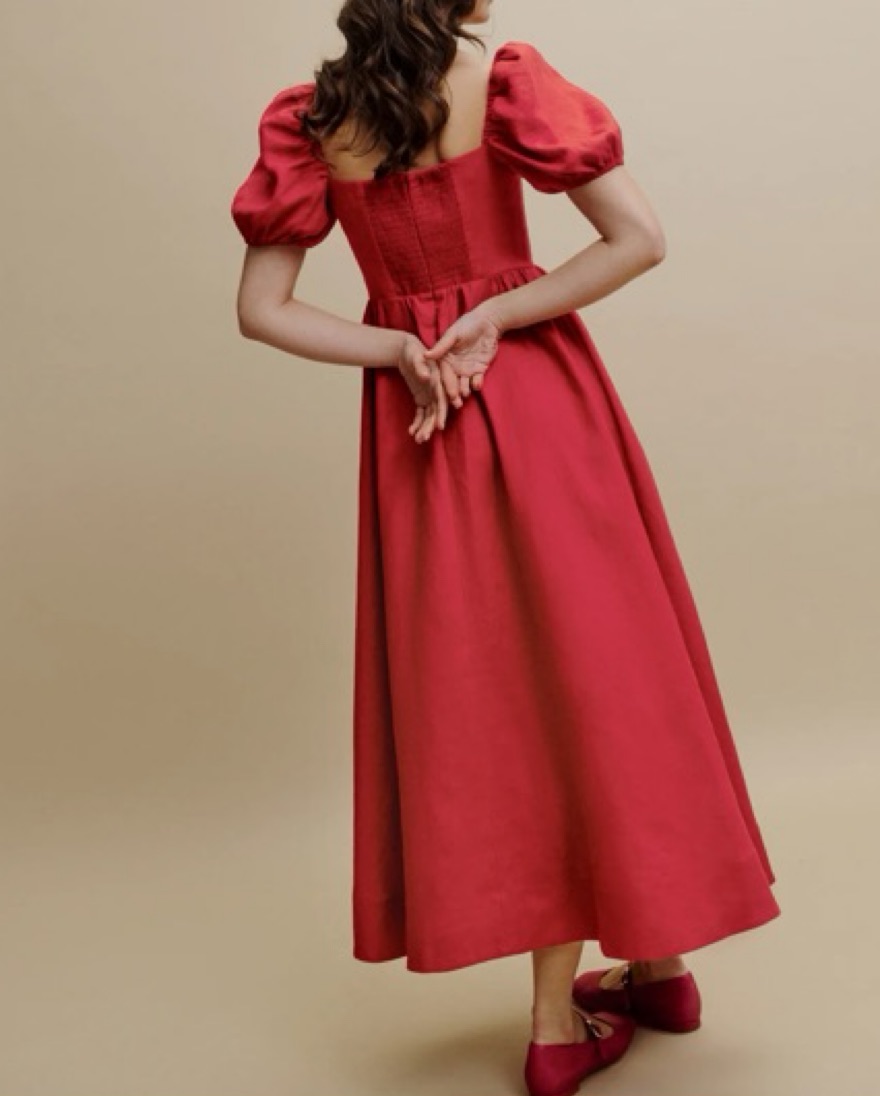 Marella Linen Dress -Cherry by Reformation - Pickle