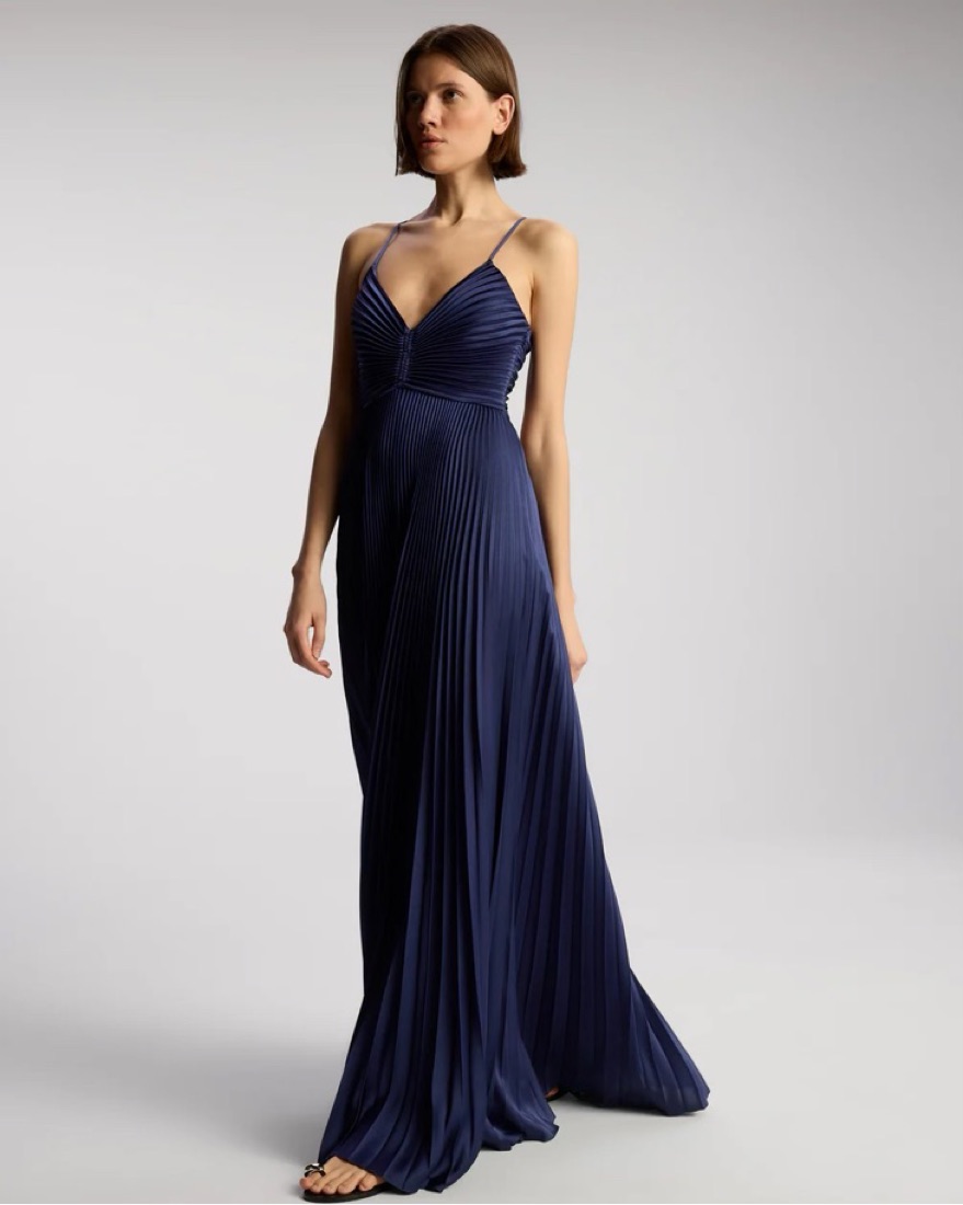 A.L.C. Aries Pleated Dress Navy by ALC - Pickle