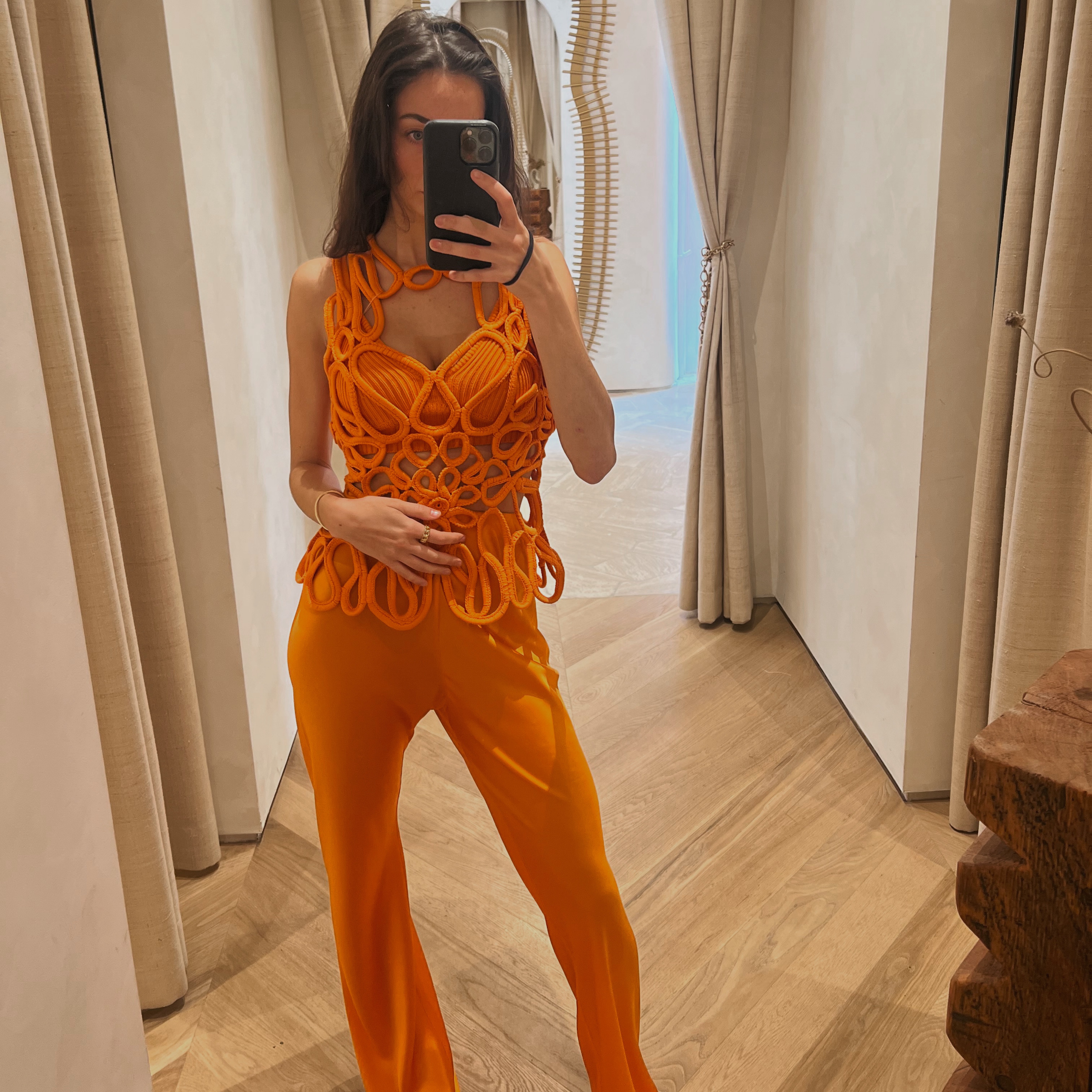 Cult Gaia Orange Crochet Set (3 Parts) by Cult Gaia - Pickle