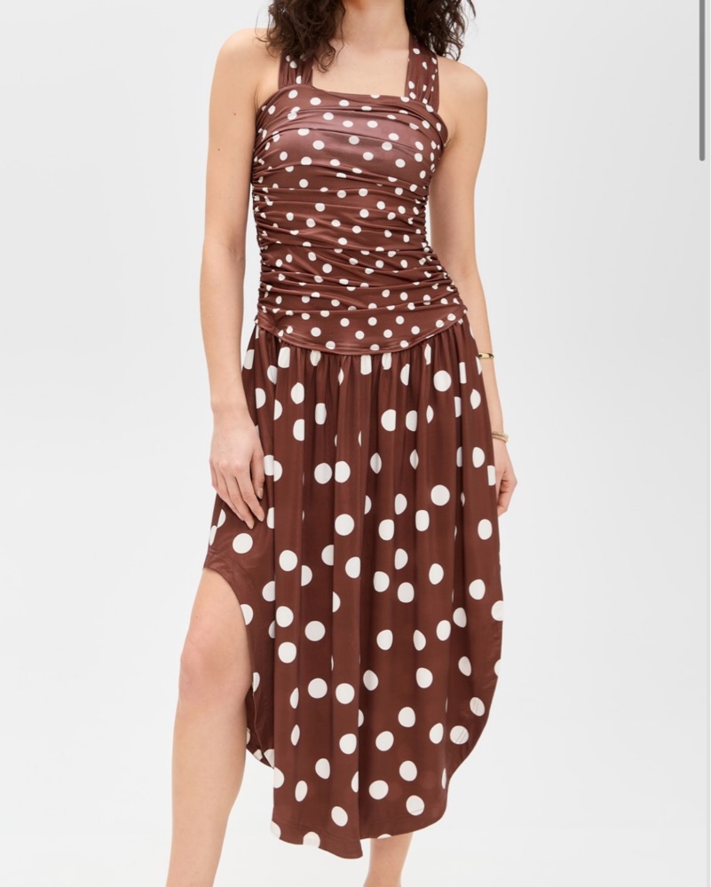 Free People Brown Polka Dot Midi Dress by Free People - Pickle