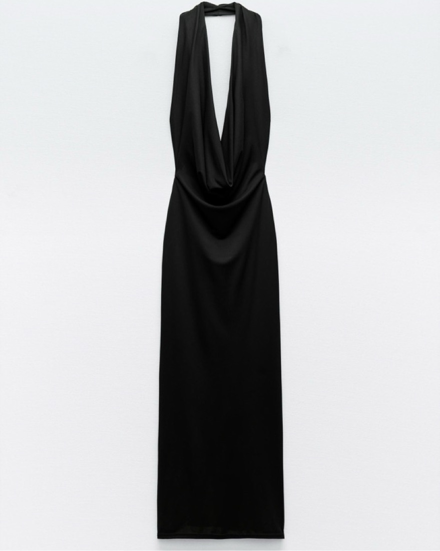Zara Black Halter Plunge Maxi Dress by Zara - Pickle