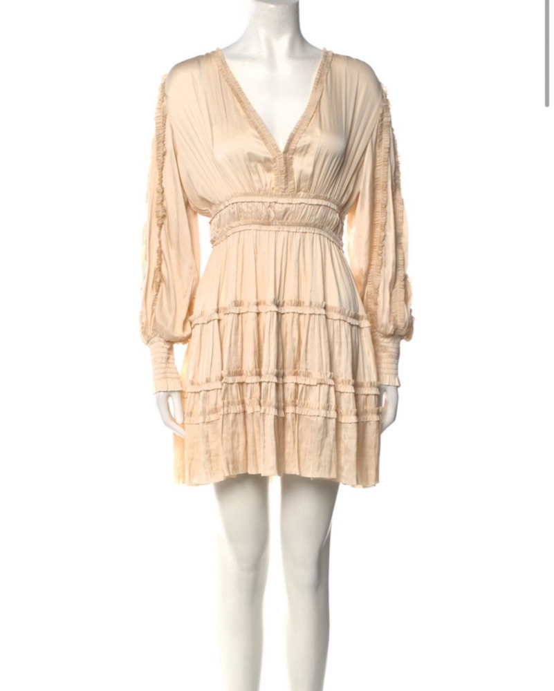 ulla johnson beige dress Ulla Johnson // Beige Cotton Ribbed Nedda Dress  VSP Consignment