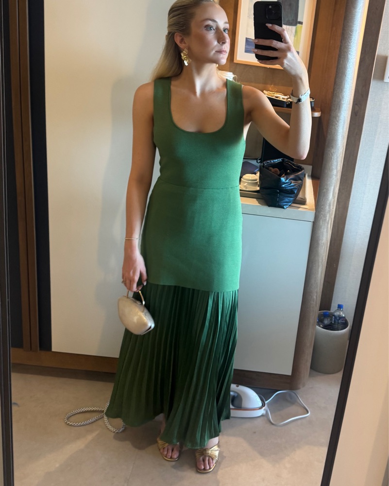 Pleated Knitt Combination Dress - Green by Zara - Pickle