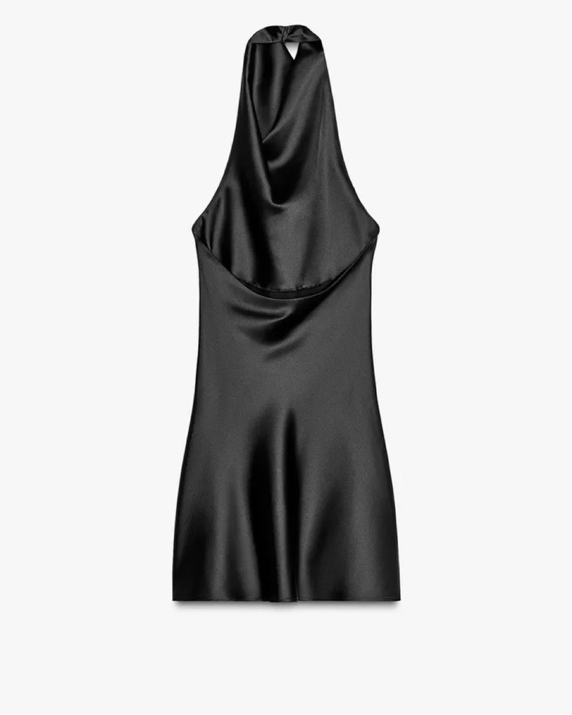 Zara Satin Halter Mini Dress by Zara - Pickle