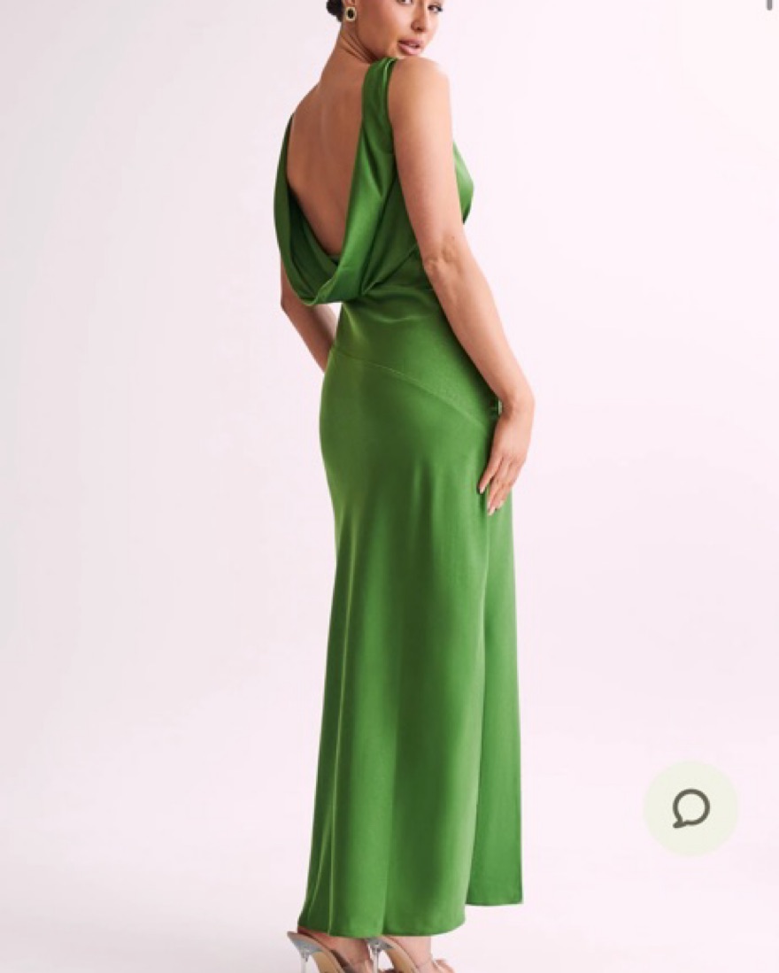 green dress meshki Elaine Chiffon Beaded Maxi Dress - Green