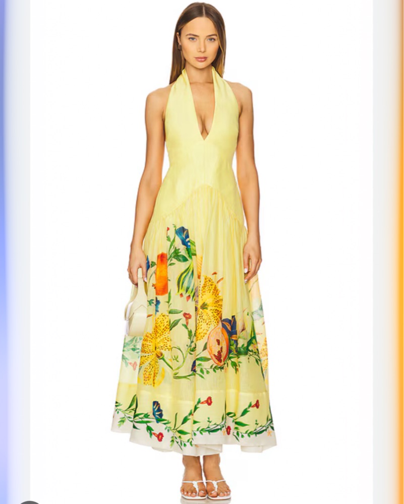 alemais yellow halter dress Alemais Dahlia Yellow Halter Gown by Alemais