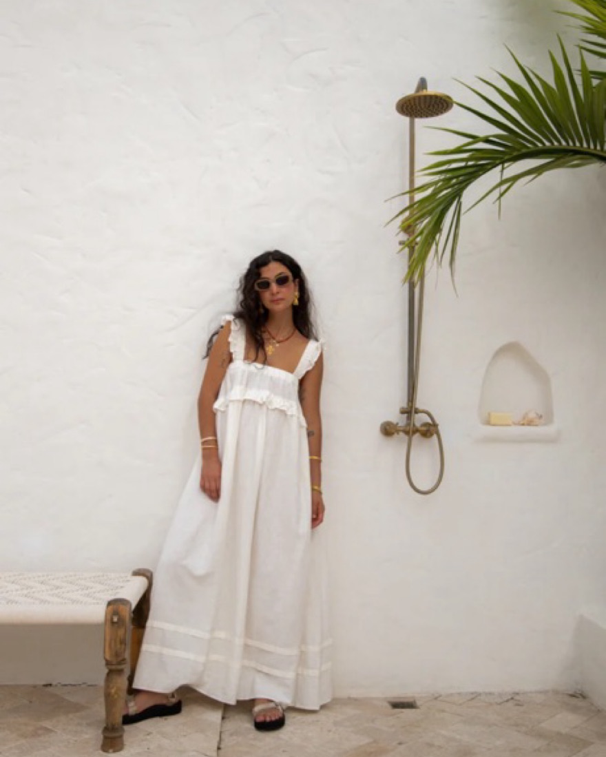 white smock maxi dress Vintage White Smock Dress Size Small, Cottagecore Long Sleeve Nap Dress,  Poet Sleeve Renaissance Dress