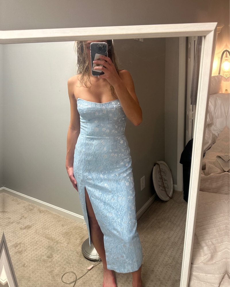 ivy blue dress Rebecca Vallance Blue Ivy Off Shoulder Mini Dress in Print