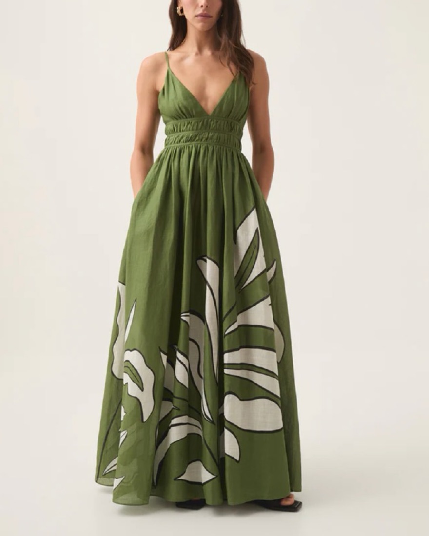 aje green maxi dress Aje Grace Maxi Dress