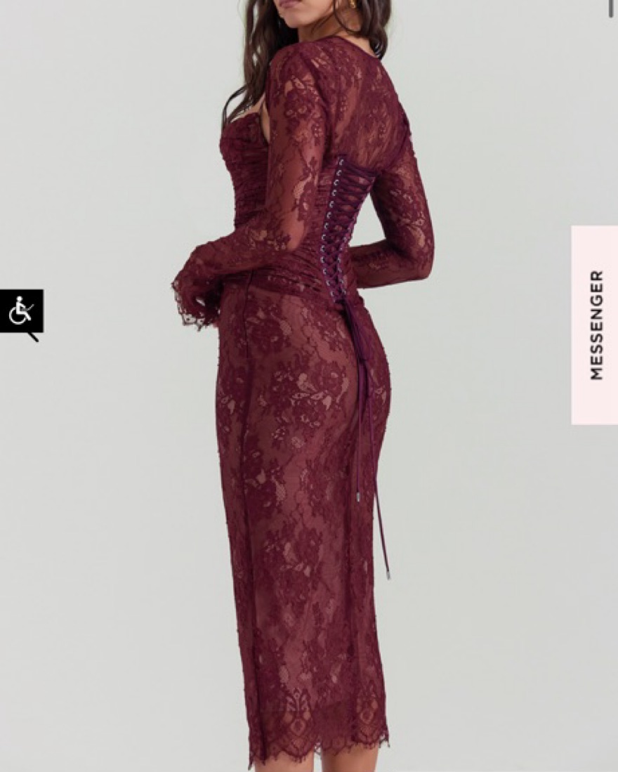 Gaia Claret Lace Midi Dress by House of CB - Pickle