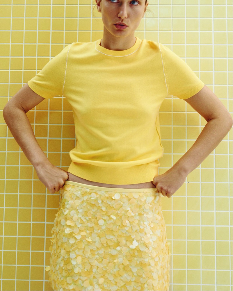 zara yellow sequin dress Zara Yellow Sequin Skirt by Zara
