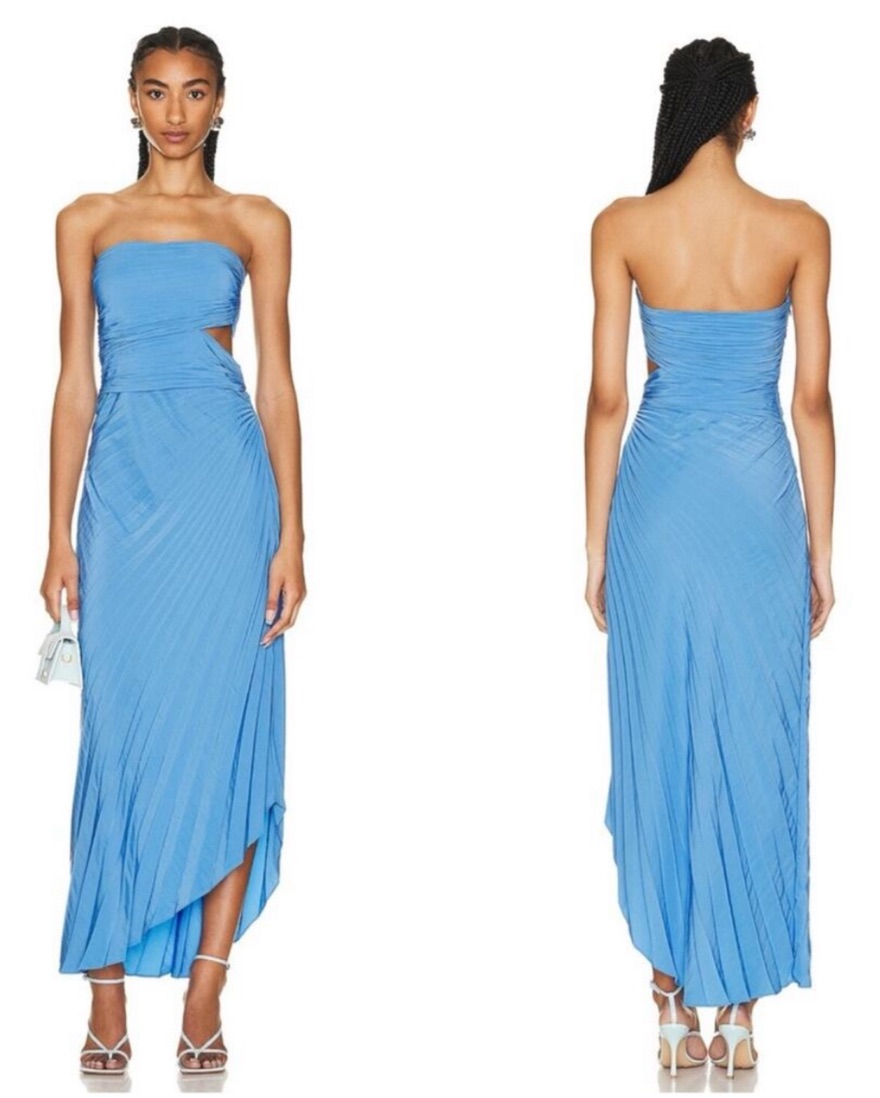 andie strapless pleated dress ALC Andie Strapless Pleated Dress Blue by ALC