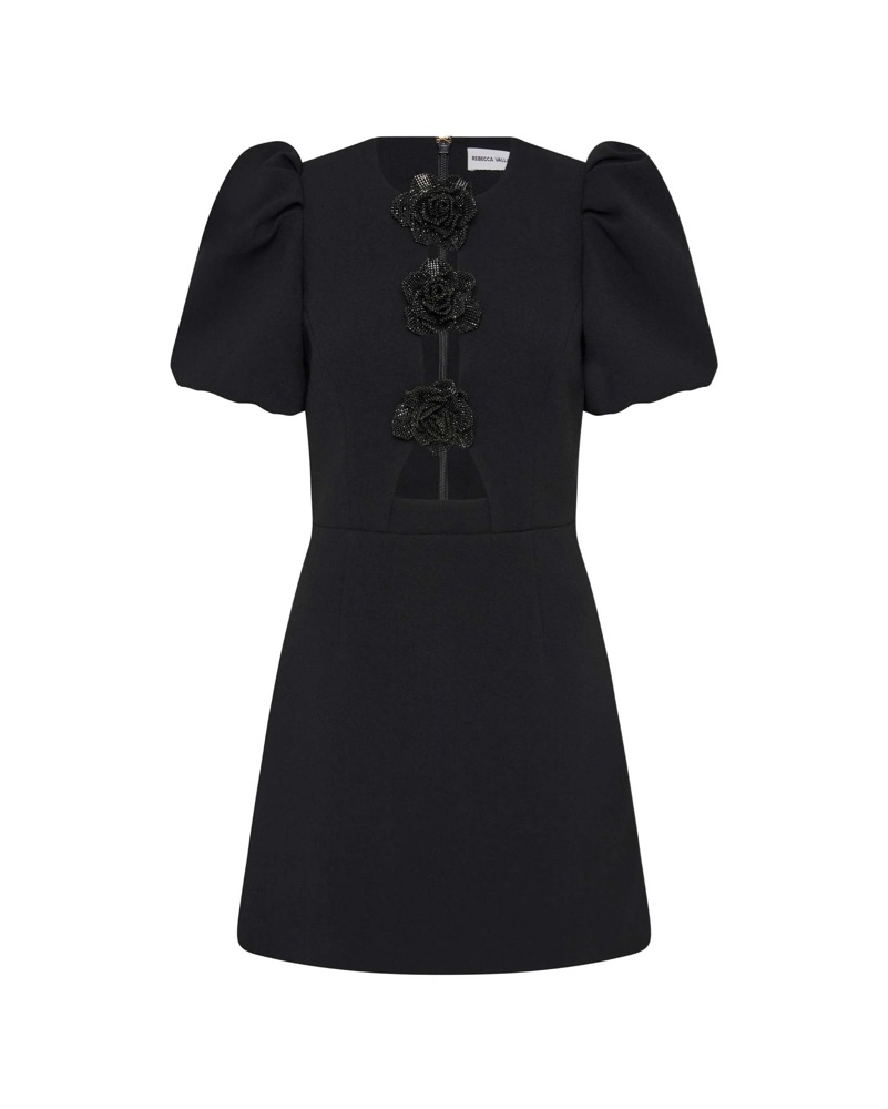 【REBECCA VALLANCE】YVONNE MINI DRESS フラワーアップリケミニ Yvonne Flower Mini | Black - ACO Cottesloe