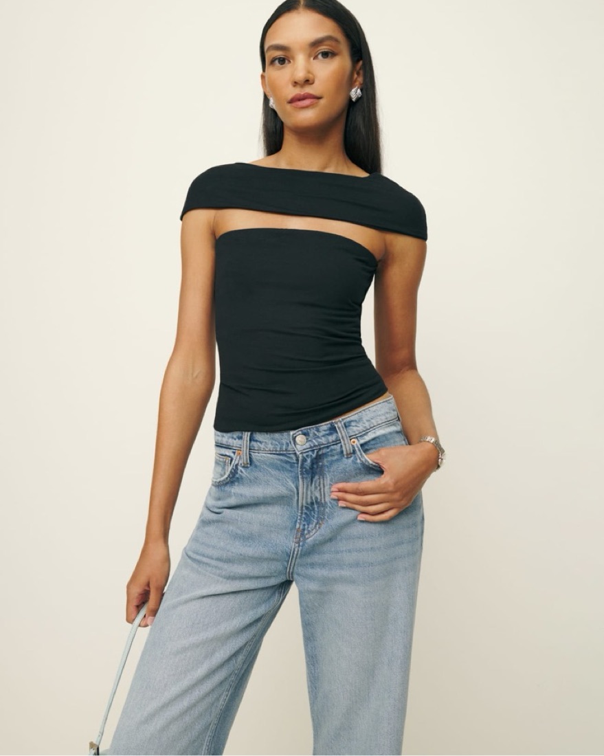 トップス REFORMATION Kemmy Black Top Reformation Carmina Knit Top | Pickle
