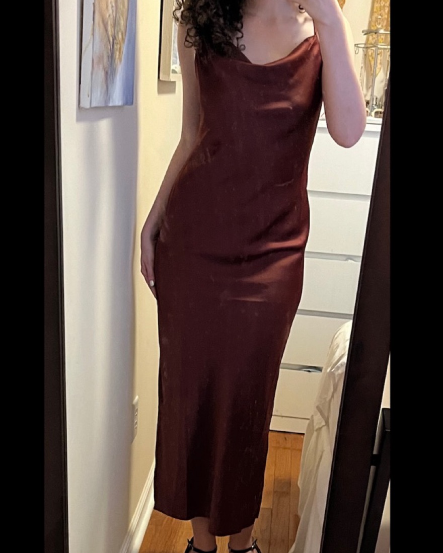 urban outfitters brown satin dress Urban Outfitters Red Satin Maxi Dress by Urban Outfitters