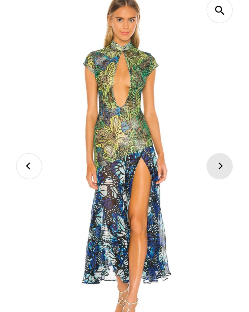 Kim Shui - Lace Qi Pao Deep V Neck Dress by Kim Shui - Pickle