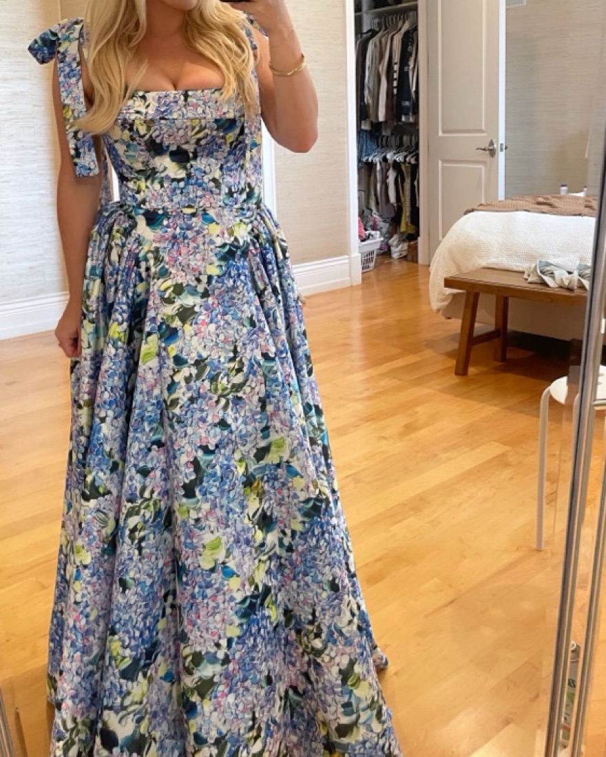 blue hydrangea dress milla Milla Women's Hydrangea Tender Floral Maxi Tie-Strap Dress