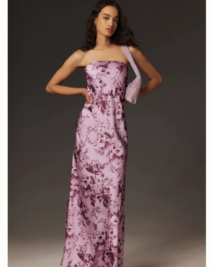 BHLDN Mia Strapless Satin Column Maxi | Pickle