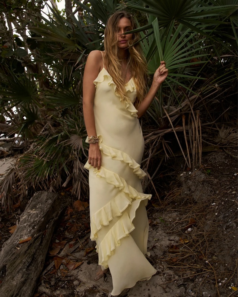 love shack fancy yellow maxi dress LoveShackFancy Rialto Floral Maxi Dress by LoveShackFancy
