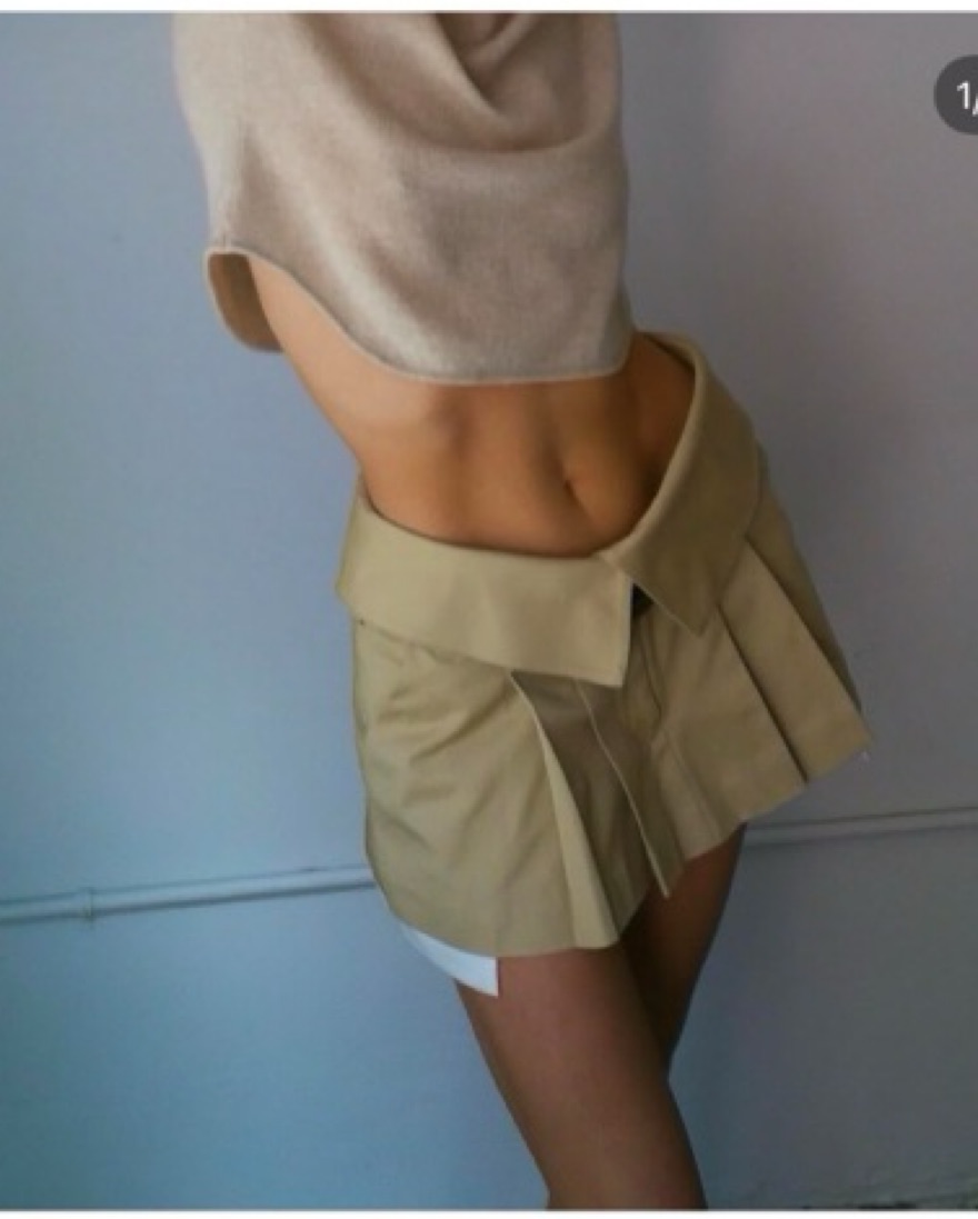 Helsa Chino Pleated Mini Skort by Helsa - Pickle