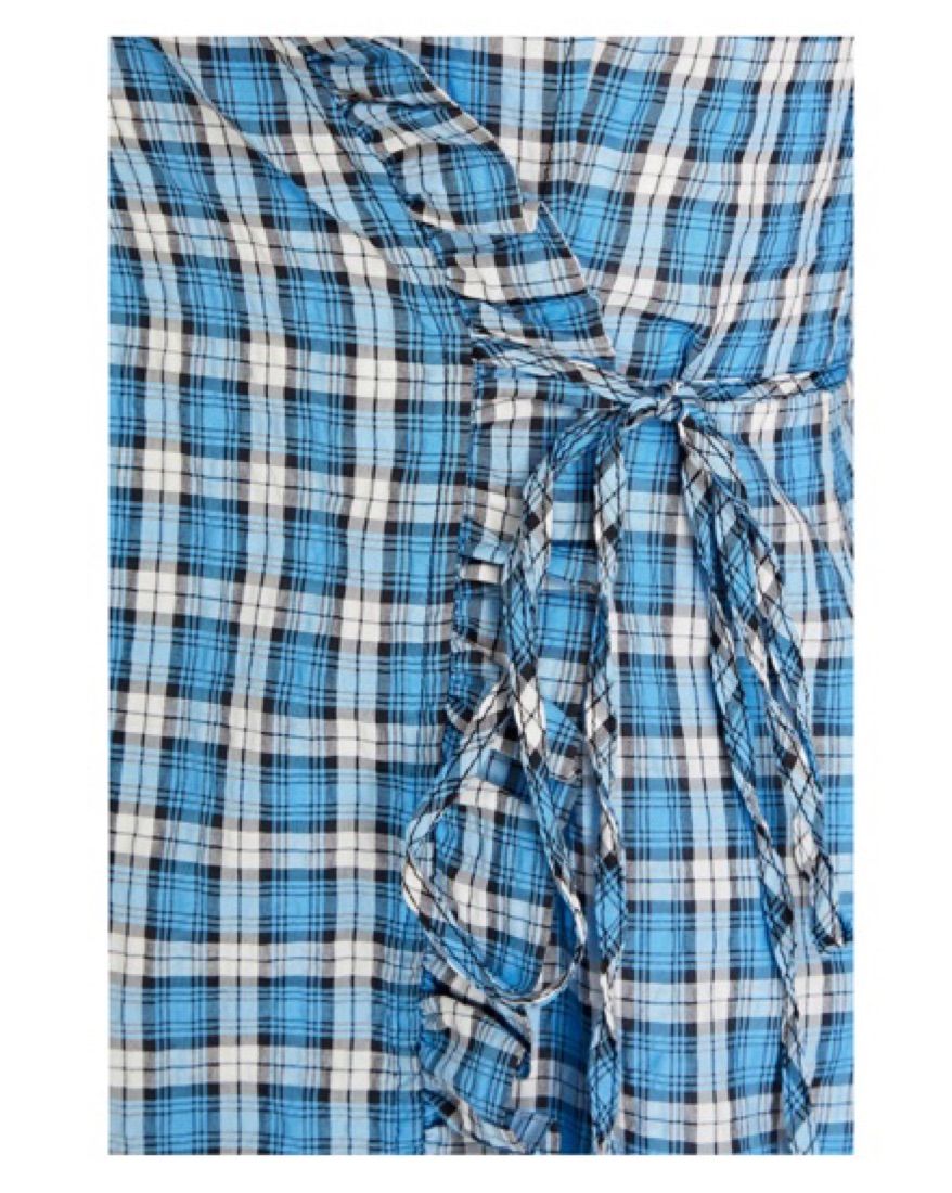 ganni green check mini dress Seersucker Check Wrap Mini Dress in Gingham Starfish