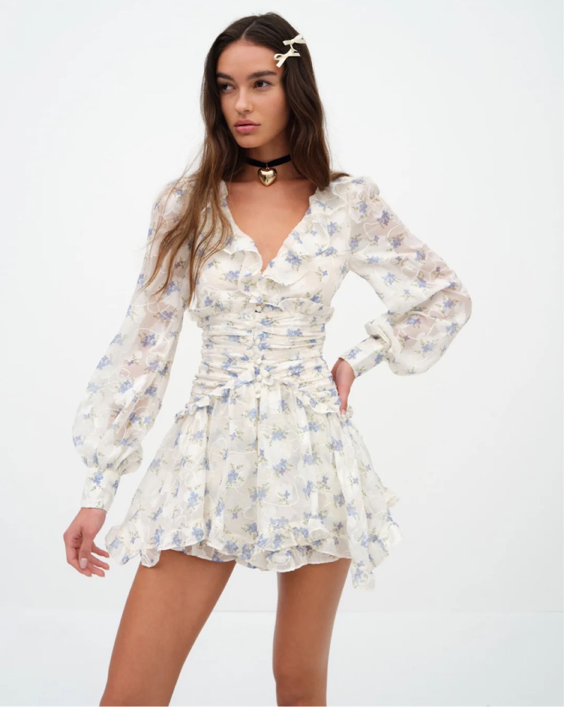 h&m cream lace long sleeve mini dress Cream Lace Mini Dress