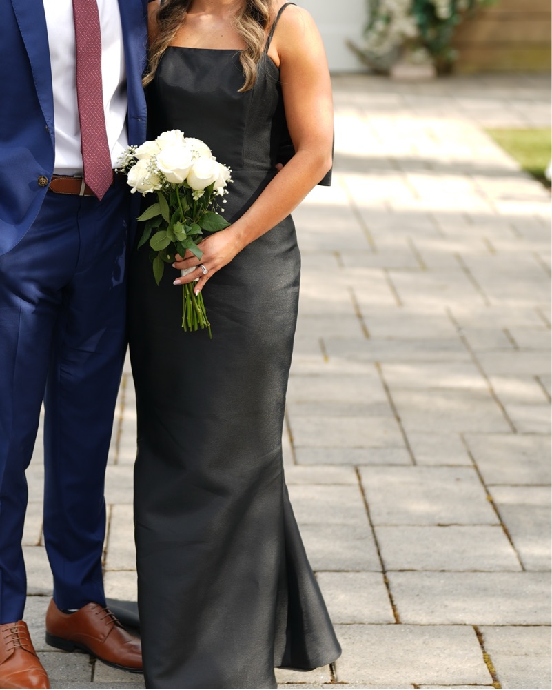 black bridesmaid dresses with bow Bow-tie Off-Shoulder Bridesmaid Dress Nude Gold / 16 main image 1