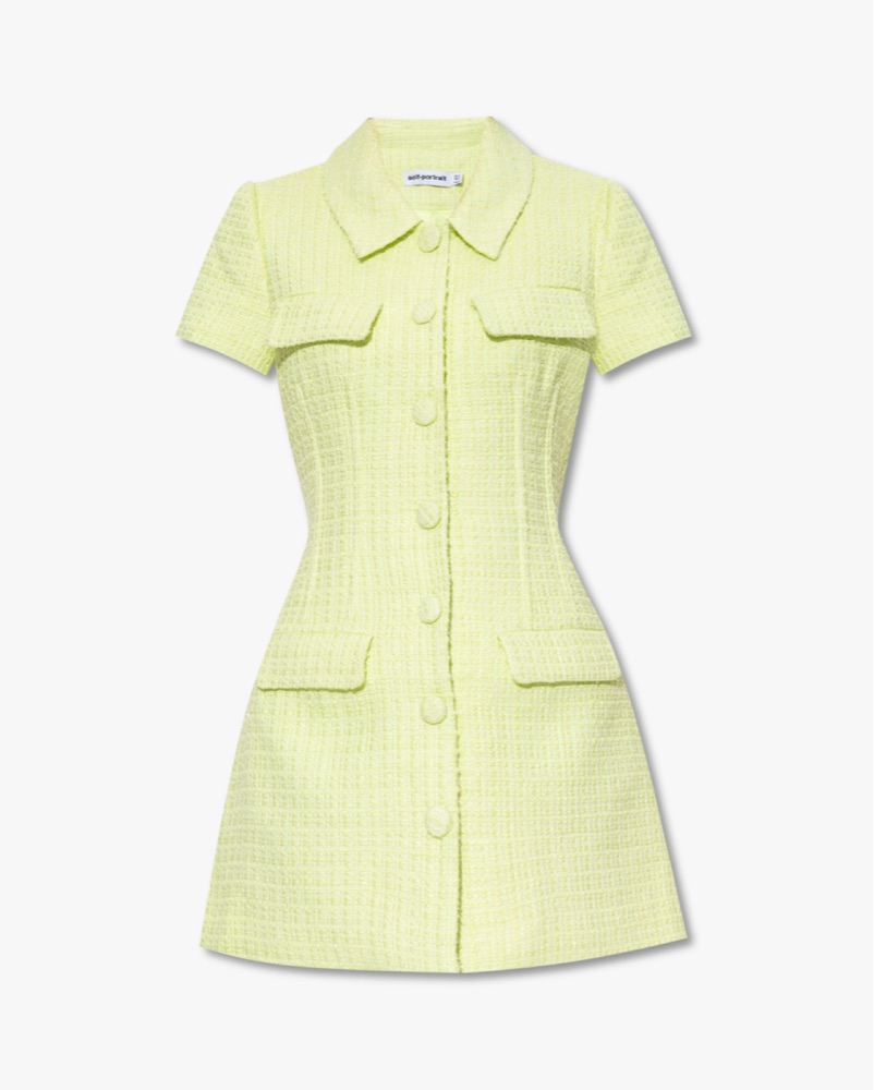 SELF-PORTRAIT Boucle Mini Dress by Self Portrait - Pickle