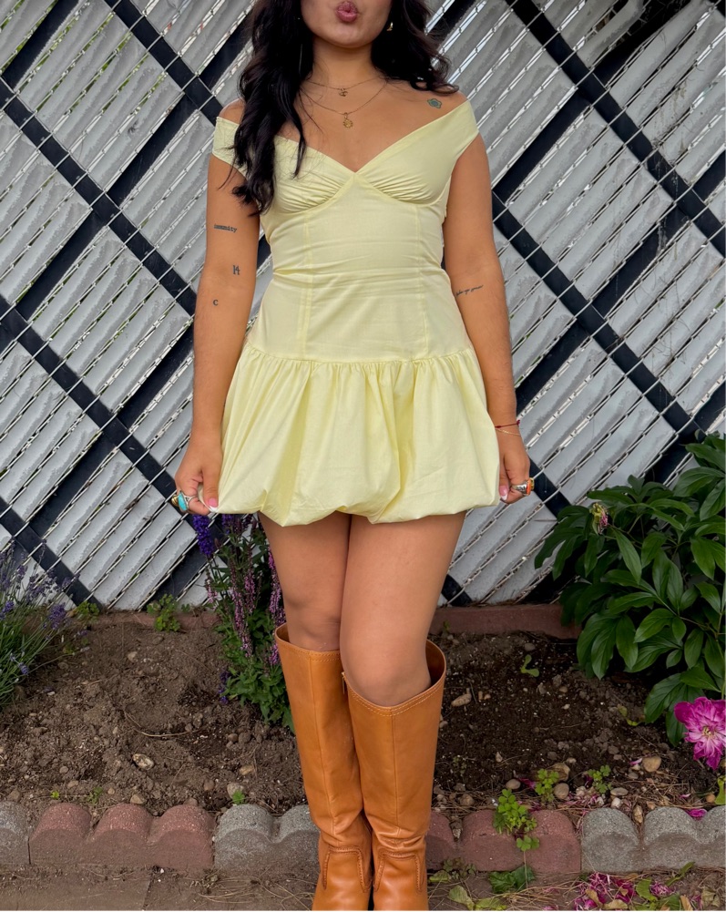 Endless Romance Off Shoulder Mini Dress by Peppermayo - Pickle