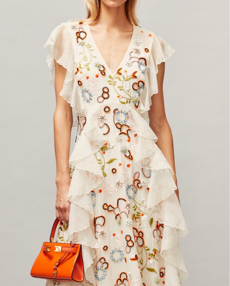 Tory Burch EMBROIDERED ORGANZA DRESS | Pickle