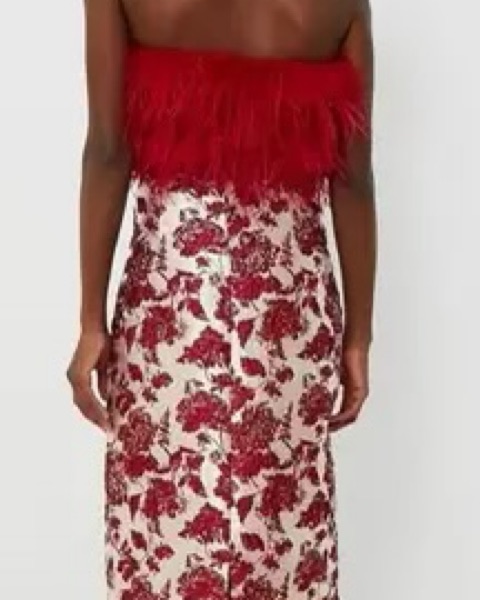 Hyacinth House Red Feathered Midi Dress by Hyacinth House - Pickle