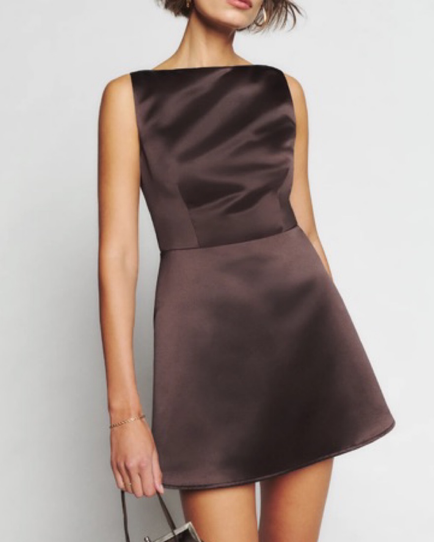 reformation zenni dress brown Reformation Zenni Brown Mini Dress by Reformation