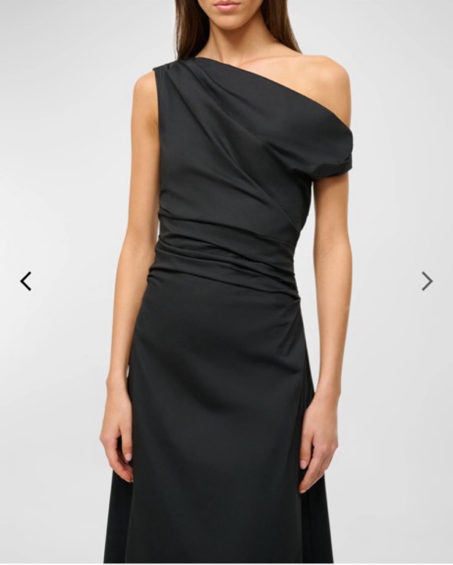staud phare one shoulder dress Phare one-shoulder draped striped silk-blend satin maxi dress - multi