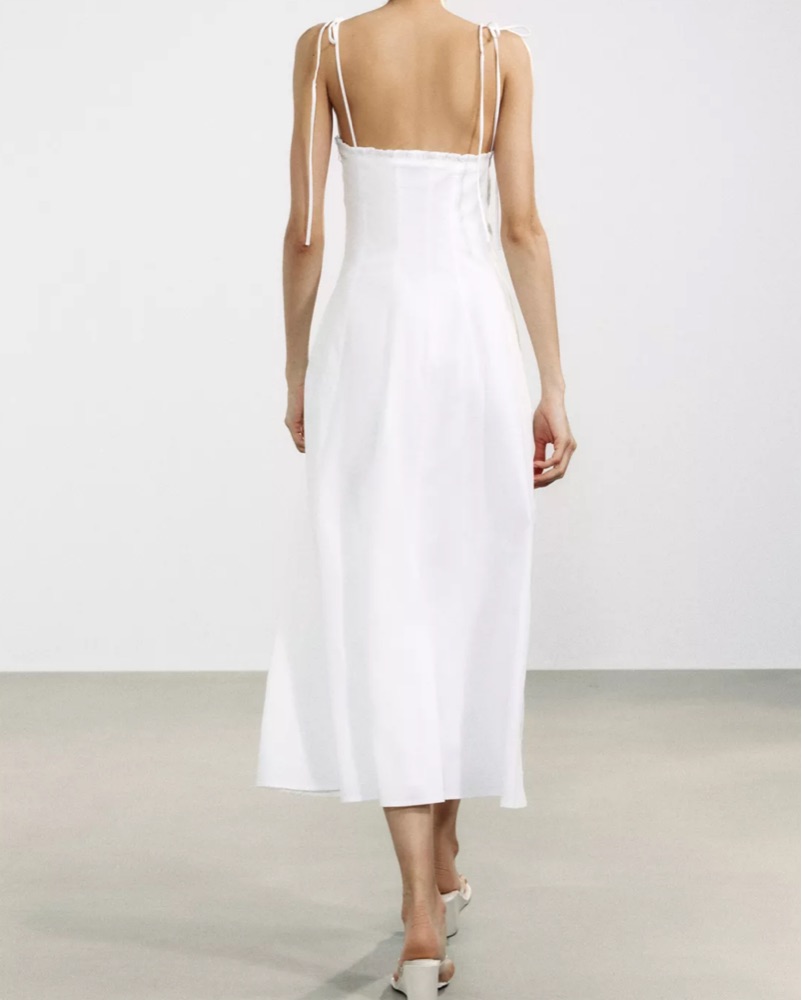 Zara Ruffled Poplin Midi Dress by Zara - Pickle